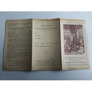 KARTA WPISOWA FRANCISZKAŃSKI ZWIĄZEK MISYJNY 1930 R LWÓW ŚW FRANCISZEK OO BERNARDYNI