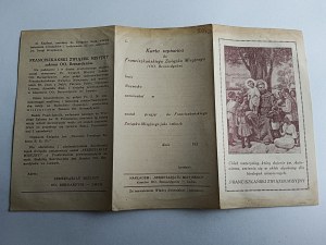 ENTRY CARD FRANCISCAN MISSIONARY ASSOCIATION 1930 LVIV ST. FRANCIS BERNARDINE FATHERS