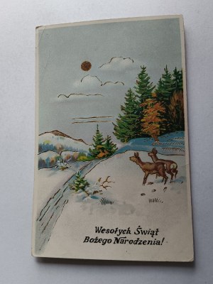 CHRISTMAS POSTCARD CHRISTMAS, ROE DEER 1926, STAMP STAMP