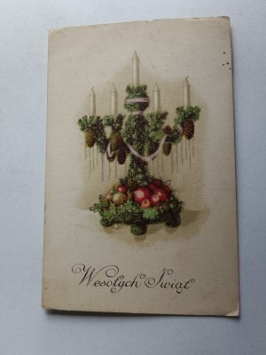 CHRISTMAS POSTCARD CHRISTMAS, CANDLESTICK REED 1932, CURRANT STAMP K GRODNO
