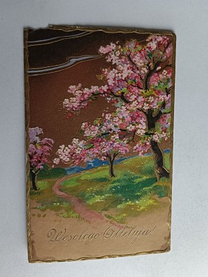 CHRISTMAS POSTCARD EASTER BLOOMING TREES STAMP 1934