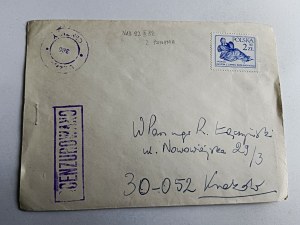 ENVELOPE PRL CENSORSHIP MARTIAL LAW KRAKOW POZNAŃ, STAMP