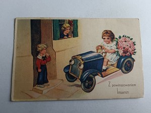 NAMING POSTCARD CAR GIRL, LIGHTLY DISINTEGRATES