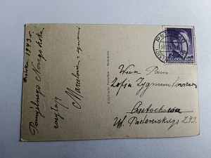 CHRISTMAS POSTCARD HOUSE SARNA STAMP PIOTRKOW PETRIKAU 1942
