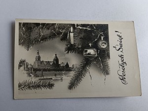 CHRISTMAS POSTCARD CASTLE CHRISTMAS TREE