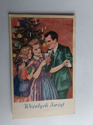 CHRISTMAS POSTCARD CHRISTMAS NEW YEAR CHRISTMAS TREE CHAMPAGNE