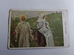 POLISH PAINTING JÓZEF JÓZEF MARYJA ON A DONKEY TO EGYPT