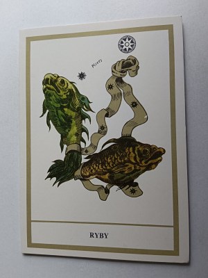 FOLDOUT HOROSCOPE ZODIAC SIGN FISH, POEM LESZEK SZUMAN, DRAWING ANDRZEJ MACIEJEWSKI