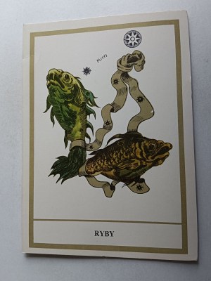 FOLDOUT HOROSCOPE ZODIAC SIGN FISH, POEM LESZEK SZUMAN, DRAWING ANDRZEJ MACIEJEWSKI
