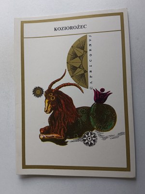 FOLDOUT HOROSCOPE ZODIAC SIGN CAPRICORN, POEM LESZEK SZUMAN, DRAWING ANDRZEJ MACIEJEWSKI