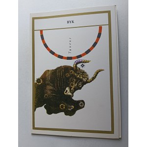 ROZKŁADANKA HOROSKOP ZODIAK ZNAK ZODIAKU BYK, WIERSZ LESZEK SZUMAN, RYS ANDRZEJ MACIEJEWSKI