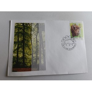 KOPERTA BIAŁOWIEŻA ŻUBR ŻUBRY, STEMPEL ZNACZEK