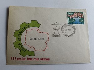 ENVELOPE METAL WORKER'S DAY, OSTRÓW, 1965, STAMP, STAMP