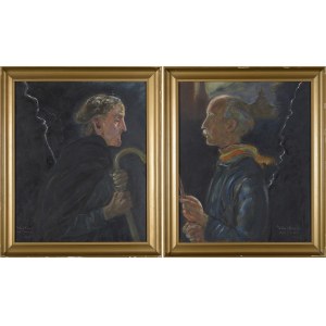 Wlastimil HOFMAN (1881-1970), Autroportret i Portret żony na tle gromu