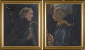 Wlastimil HOFMAN (1881-1970), Autroportret i Portret żony na tle gromu