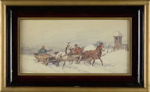 Adam SETKOWICZ (1876-1945), Snow sledding