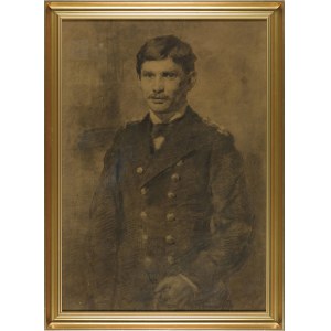 Witold PRUSZKOWSKI (1846-1896), Studium portretowe młodego mężczyzny w płaszczu chorążego Marynarki Wojennej
