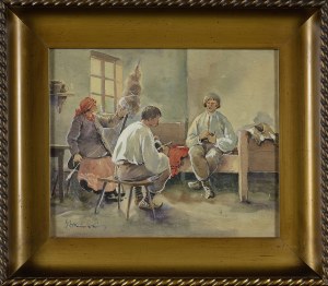Stanislaw GIBIANSKI (1882-1971), Spinning wool