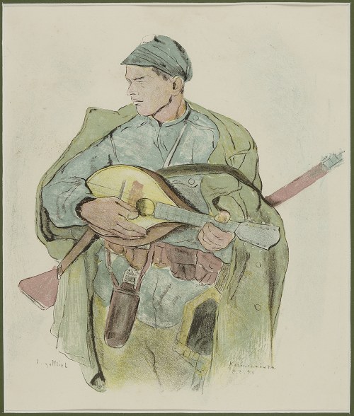 Leopold GOTTLIEB (1879-1934), Z teki Legiony Polskie: Mandolinista