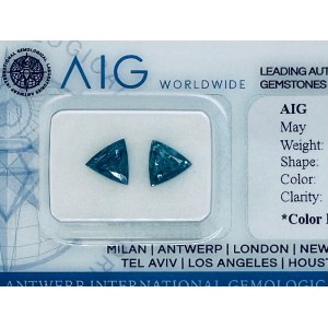 2 NATURAL POLISHED DIAMONDS 1.07 FANCY INTENSE BLUE* -SI1-2 - AIG - C31210-6