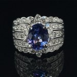 9.47G WHITE GOLD RING WITH TANZANITE AND DIAMONDS - R20201B