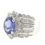 9.47G WHITE GOLD RING WITH TANZANITE AND DIAMONDS - R20201B