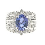 9.47G WHITE GOLD RING WITH TANZANITE AND DIAMONDS - R20201B