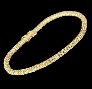 14K YELLOW GOLD TENNIS BRACELET WITH ROUND BRILLIANT-CUT LAB-GROWN DIAMONDS
