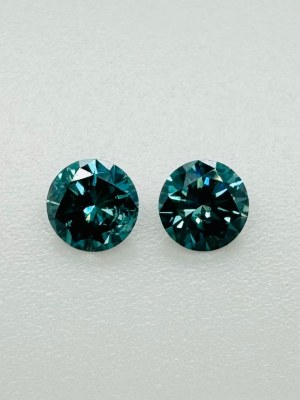 2 NATURAL POLISHED DIAMONDS 0.38 FANCY INTENSE BLUE -SI - WITH GEMMOLOGICAL CERTIFICATE - AI30701-4A