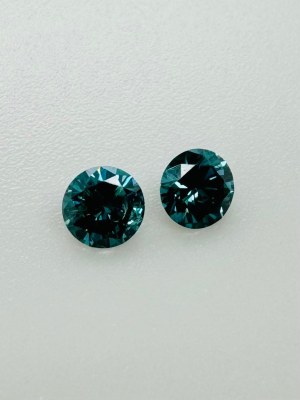2 NATURAL POLISHED DIAMONDS 0.38 FANCY INTENSE BLUE -SI - WITH GEMMOLOGICAL CERTIFICATE - AI30701-4A
