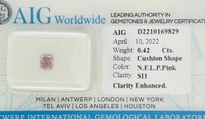 NATURAL POLISHED DIAMOND 0.42 NATURAL FANCY PINK LIGHT PURPLE -SI1 - AIG - F20413