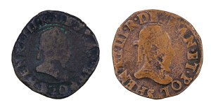 Set of 2 pcs. - double tournois - n.d. and 1589. - Henry Valois