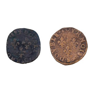 Zestaw 2 szt. - double tournois - b.d. i 1589 r. - Henryk Walezy
