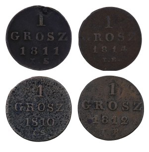 Set of 4 pennies, Duchy of Warsaw