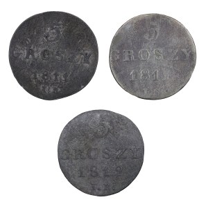 Set of 3 pcs. 5 pennies, Duchy of Warsaw