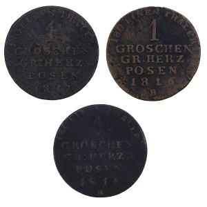 Zestaw 3 szt. 1 grosz, Wielkie Księstwo Poznańskie