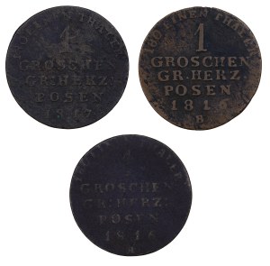 Set of 3 pcs. 1 penny, Grand Duchy of Poznan