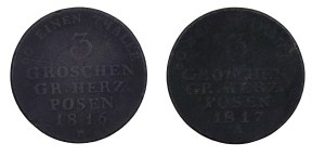 Set of 2 pcs. 3 pennies, Grand Duchy of Poznan