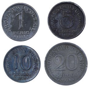 A set of 4 fenigs - German occupation authorities - Kingdom of Poland