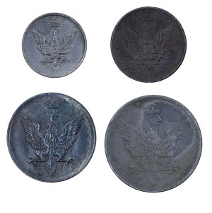 A set of 4 fenigs - German occupation authorities - Kingdom of Poland