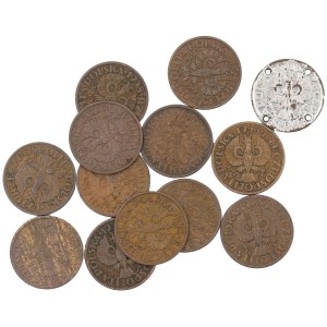 Zestaw 13 szt. 1 grosz, II Rzeczpospolita Polska 1923-1929