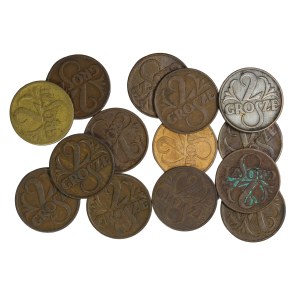 Zestaw 14 szt. 2 grosze, II Rzeczpospolita Polska 1923-1929