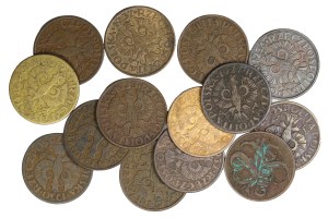Set of 14 pcs. 2 pennies, Second Polish Republic 1923-1929