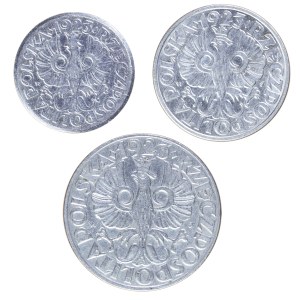 Set of 3 nickel coins, 1923, Second Republic of Poland 1923-1929