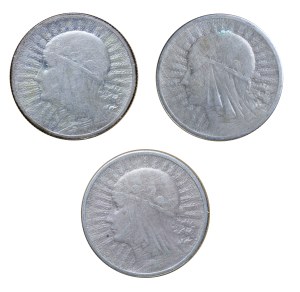 Set of 3 pcs. 2 gold, Second Polish Republic 1923-1929