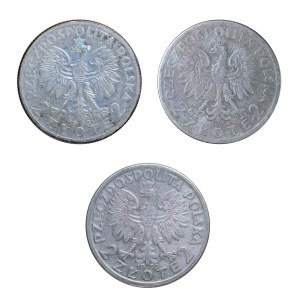 Set of 3 pcs. 2 gold, Second Polish Republic 1923-1929