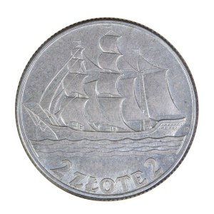 2 zloty 1936, sailing ship, Second Polish Republic 1923-1929