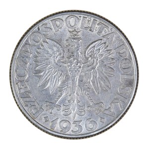 2 zloty 1936, sailing ship, Second Polish Republic 1923-1929