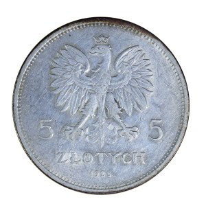 5 złotych 1928 r., ze znakiem, Nike, II Rzeczpospolita Polska 1923-1929