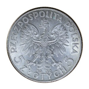 5 złotych 1932 r., bez znaku, głowa kobiety, II Rzeczpospolita Polska 1923-1929